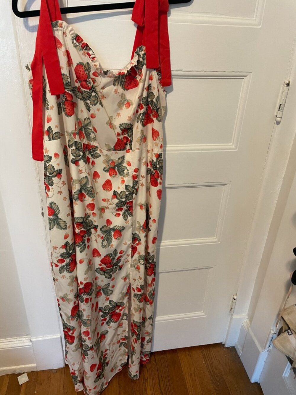 Cider Strawberry Midi Floral Dress with Slit - Picture 3 of 3
